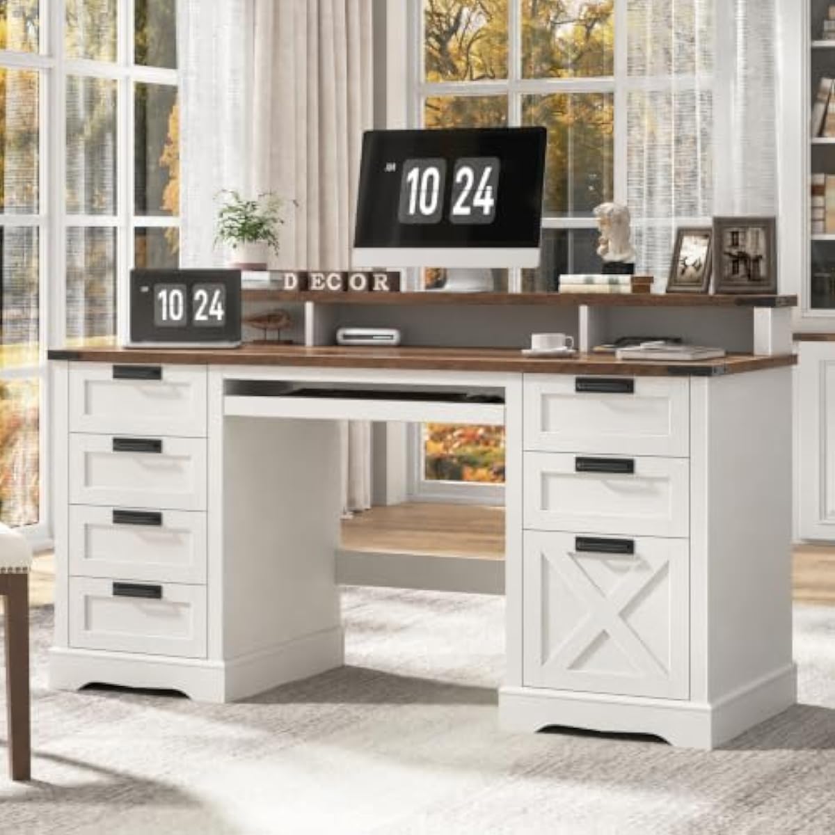 Office Furniture Plus - 60.62 inch farmhouse executive desk in