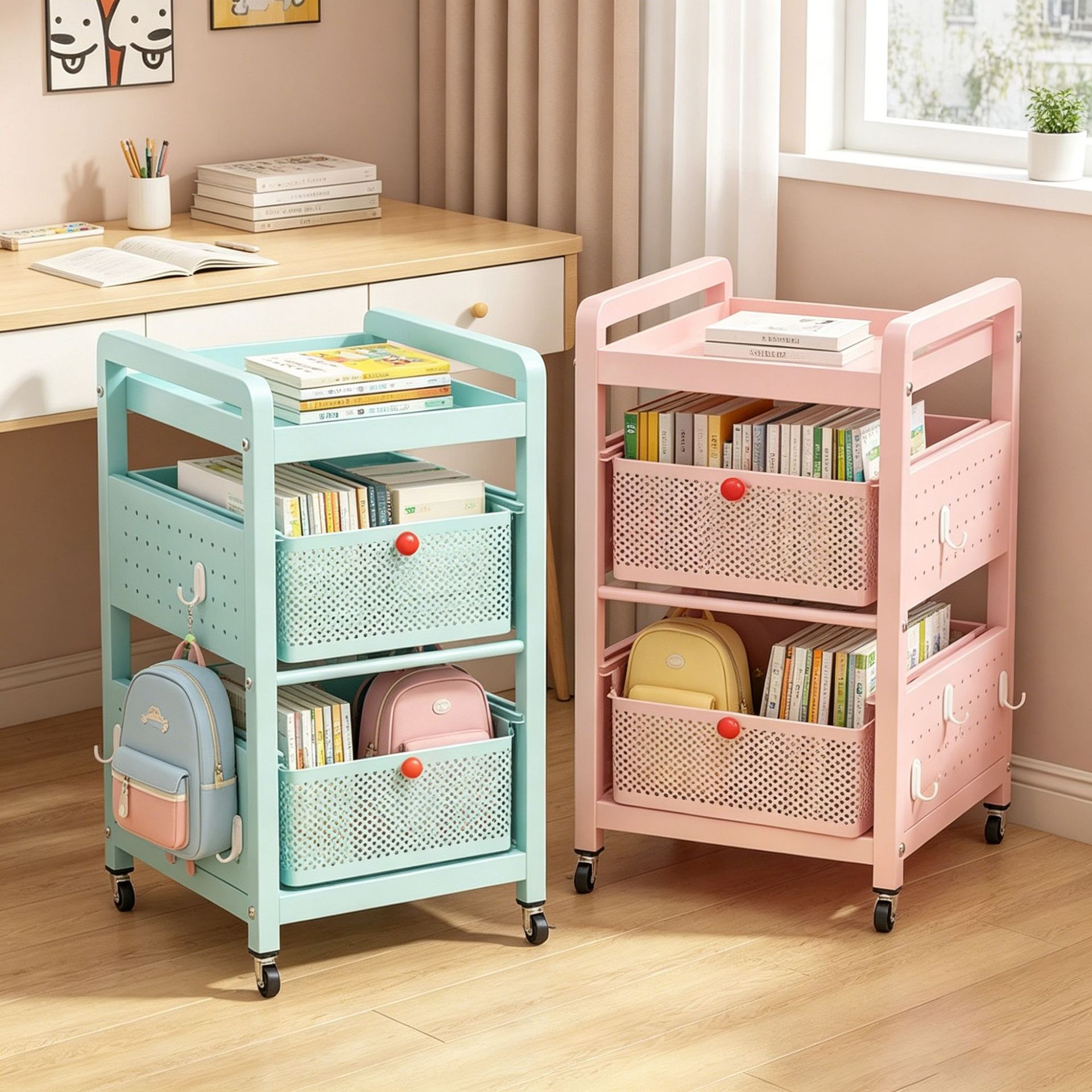 Book Cart Rolling - Four Tier Rolling Storage Cart Carbon