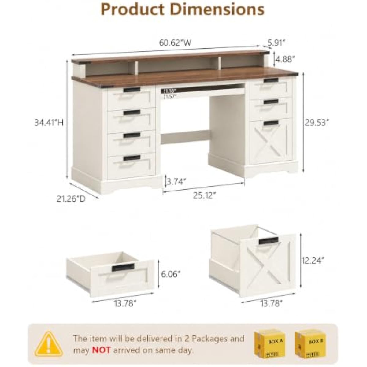 60.62 inch farmhouse executive - Office Furniture Plus review and price