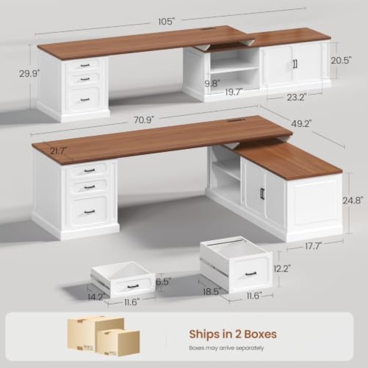 Farmhouse-style L-shaped works - Office Furniture Plus review and price